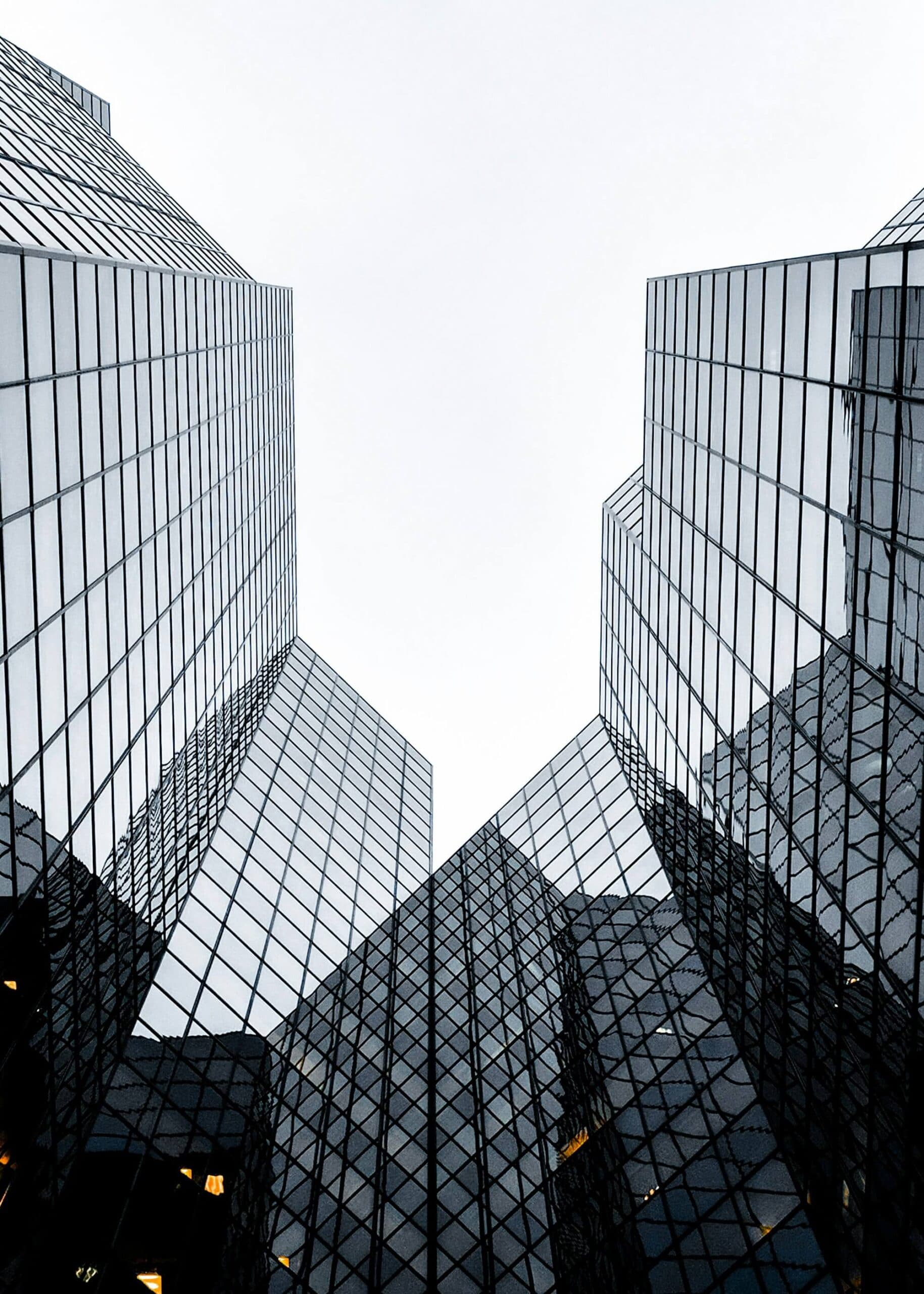 Glass skyscrapers viewed from below
