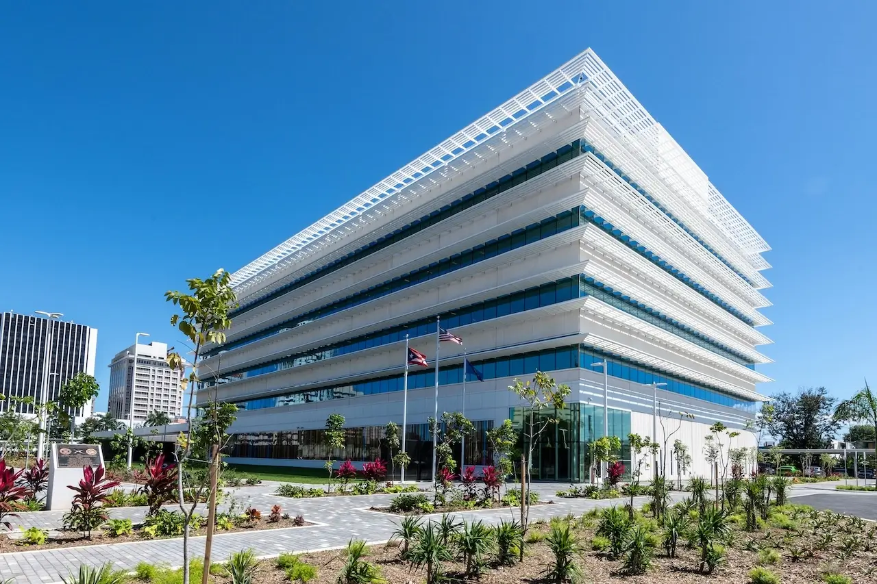 Modern glass and aluminum building facade